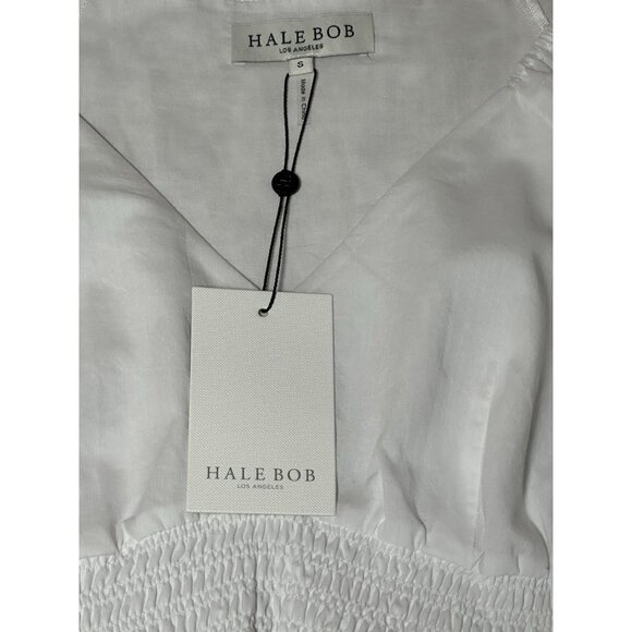 Hale Bob Womens Small Dress White Mini Fit Flare V Neck Tiered Cotton Boho Small - Picture 7 of 12